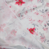 Conception classique tissé 97% Polyester 3% Spandex motifs de fleurs blanches Satin soie imprimé tissu pour vêtement