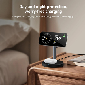 Cargador Inalámbrico Magnético con Soporte Ajustable para <span class=keywords><strong>iPhone</strong></span> 16/15/14/<span class=keywords><strong>13</strong></span> <span class=keywords><strong>Pro</strong></span> Max, iWatch y Airpods, Carga Rápida de 15W - Product Image 4