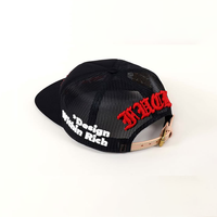 Gorra Trucker Negra de 5 Paneles con Diseño Deportivo Plano, Malla de Algodón Bim, Logotipo Personalizado, Cierre a Presión, Bordado 3D, Nuevo Diseño 2026