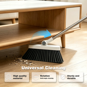 Juego de recogedor y escoba plegable personalizado con mango largo de acero inoxidable, cepillo antiestático para barrer y remover pelo de mascotas del suelo - Product Image 4