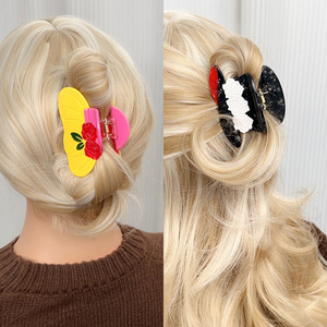 QianJin 사용자 정의 새로운 디자이너 만화 모양의 아세테이트 헤어 클로 클립 접합 모자 모양의 헤어 액세서리 여성용 - Product Image 2