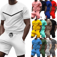 Ensemble sportif décontracté deux pièces pour homme, tricoté uni, respirant, short de sport, été, logo personnalisé
