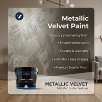 Revêtement liquide acrylique à base d'eau avec mica naturel nacré velours chatoyant, lavable 8000+ cycles, pour application au pinceau, zéro COV