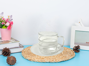 Tùy Chỉnh Tay Thổi Borosilicate Trắng Ngọc Dòng Thủy Tinh Cà Phê Cốc Trà Với Ngọc Trắng Chiếc Đĩa 100Ml Thủy Tinh Espresso Cup - Product Image 3