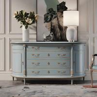 Buffet classique français avec sculptures ornées, armoire de salle à manger de luxe, commode, console, credenza