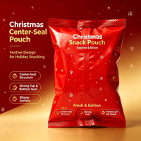 Sachet de Noël rouge thermoscellé à motif flocon de neige, emballage festif pour bonbons et petits cadeaux