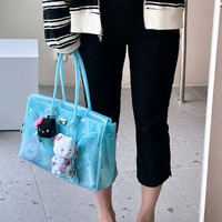 Sac fourre-tout transparent en PVC style coréen KIIKII pour femme, grande capacité, collection été 2026, style frais et doux, sans doublure