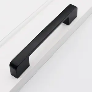 Wardrobe Handle Modern Bedroom Furniture Drawer Wardrobe Cabinet Handles Brass Black Metal Drawer Handle Zinc Alloy 1pc Handle