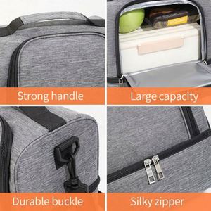 Sac isotherme double couche en tissu épais avec feuille d'aluminium pour le déjeuner, idéal pour le rangement de biberons de maman en extérieur, personnalisable pour adultes - Product Image 3