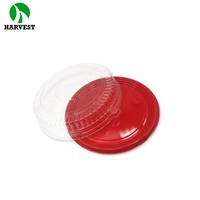 Boîte d'emballage de gâteaux et desserts jetable en plastique PET, base rouge ronde avec couvercle en forme de dôme