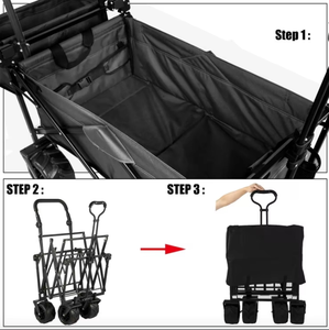 हिट्री सस्ते कैंपिंग आउटडोर टेलगेट कोलैप्सिबल फोल्डिंग वैगन गोल्फ कार्ट मेटल ट्रॉली वाइड सैंड व्हील वैगन स्ट्रोलर - Product Image 4