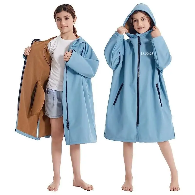 Oversized Waterproof Hooded Surf Poncho Wholesale Swim Girl Swimming Parkas Jacket Dry Children Kids Changing Robe Towel