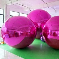 Boule miroir gonflable rose, sphère réfléchissante, décoration pour fêtes, événements, mariages, ballon miroir suspendu, grande boule disco gonflable brillante