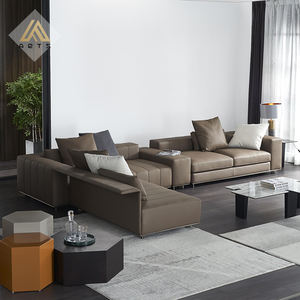 الشمال مصممة أثاث غرفة المعيشة الفاخرة حقيقية الجلود كرسي أريكة صالة 7 مقاعد الحديثة البني مريحة أريكة ديكور - Product Image 5