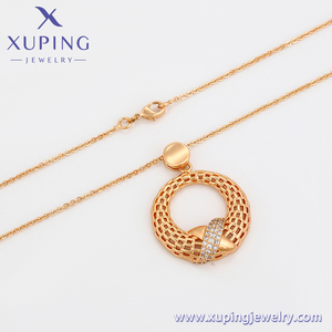 A00909365 Bijoux Xuping Collier classique en <span class=keywords><strong>maille</strong></span> texturée avec diamants américains, couleur <span class=keywords><strong>or</strong></span> 18 carats, ensembles de bijoux - Product Image 4
