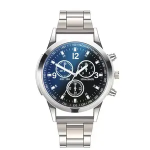 Reloj de pulsera para hombre, reloj de pulsera de banda de acero de cuarzo multifunción de negocios barato informal a la moda