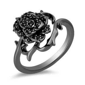 Anello Gotico Scuro con Rosa Spinosa, Gioiello da Dito Unico e Alla Moda per Donne - Product Image 2