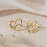 Ensemble de colliers avec pendentif en forme de cœur creux pour femmes, en acier inoxydable plaqué or 18 carats, bijoux minimalistes romantiques
