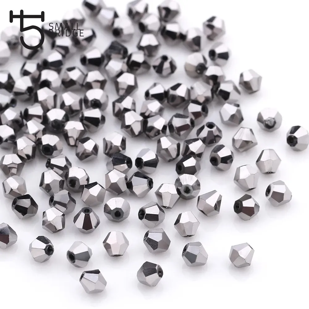 Perline bicono distanziatore color argento ceco per realizzare accessori per gioielli perle fai da te perline di cristallo sfaccettate sciolte