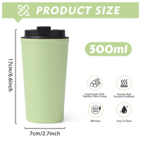Vasos de café aislados de 500ml personalizados con tapa abatible, taza de café de viaje de acero inoxidable, taza de café aislada al vacío, Taza Termo