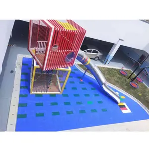 amusing salable Square tower combined slide for kids in kindergarten and outdoor