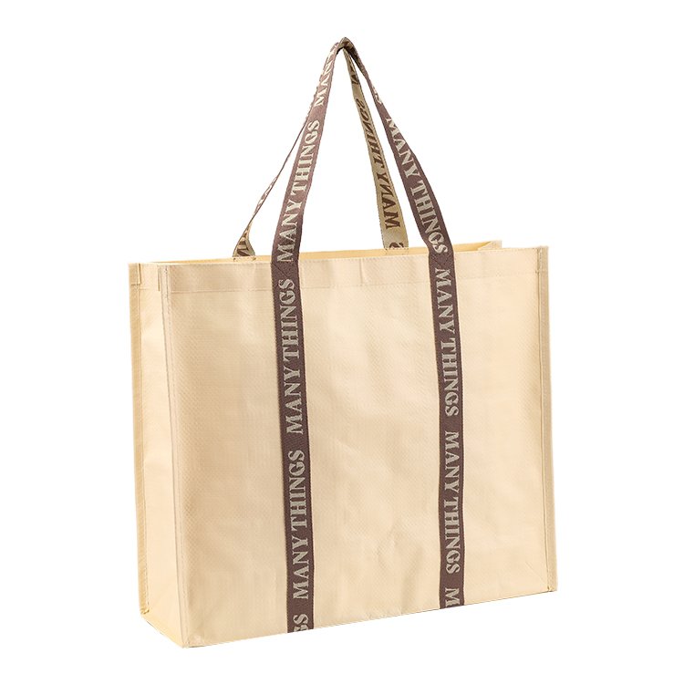 Custom Heavy Duty Foldable shopping tote bag supermarket laminated PP woven Reusable Grocery Bags