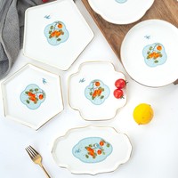 Assiette de service en porcelaine fine pour cérémonie du thé, plateau de collation irrégulier pour la maison