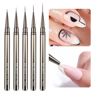 Ensemble de pinceaux ultra fins pour nail art 6mm-20mm, extra longs en nylon, pour le gel poly, la peinture des pointes françaises - Product Image 1