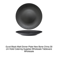 Assiette plate noire mate Ø 30 cm en porcelaine fine Gural