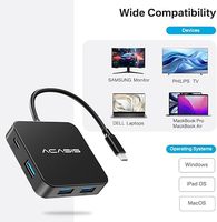 Hub USB-C 6-en-1 10 Gbit/s, Station d'Accueil 4K 60Hz HDMI, Charge PD 100W, Répartiteur de Données 3 USB-A et USB-C pour MacBook, Ordinateur Portable et PC