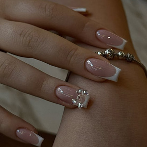 <span class=keywords><strong>Faux</strong></span> <span class=keywords><strong>ongles</strong></span> à presser pour fille, motif arc-en-ciel français violet, forme carrée, amovibles, protection des <span class=keywords><strong>ongles</strong></span>, 24 pièces, longueur moyenne, assortis à tous les styles - Product Image 1