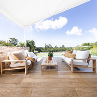 Canapé Morand en teck de style nordique, mobilier de loisirs extérieur personnalisé, résistant à l'eau, aux UV et à la corrosion, pour patios et jardins