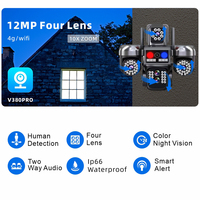 Cámaras de Seguridad CCTV IP Inalámbricas Wistino 6K con 4 Lentes, 4 Pantallas, Zoom Óptico 10X, Pan-Tilt, CMOS 4G para Vigilancia Exterior