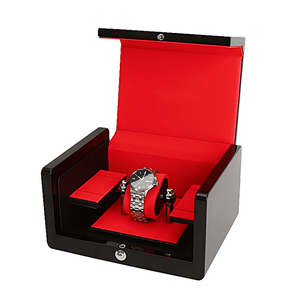 Boîte à montre rectangulaire en bois MDF de luxe personnalisée, finition laquée noire piano, artisanale, écologique, recyclable, pour homme - Product Image 2