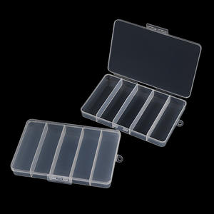 Caja de plástico transparente para aparejos de pesca, 5 compartimentos, 17,5x11,6x2,1 cm, almacenamiento de escritorio para señuelos y piezas pequeñas - Product Image 1