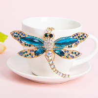Nuevo Llavero de Lujo con Diseño de Libélula y Pedrería, Colgante de Insecto de Cristal para Mujer, Accesorio para Bolso, Regalo Exquisito