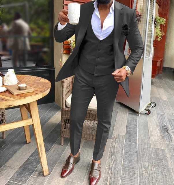 Traje De Hombre De 3 Piezas YOUTHUP - Slim Fit, Azul Marino, Ideal Para Bodas Y Negocios