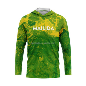 Chemises de pêche à manches longues pour hommes personnalisées, protection solaire UPF 50, vêtements de sport d'extérieur performants, jersey sublimé à capuche - Product Image 2