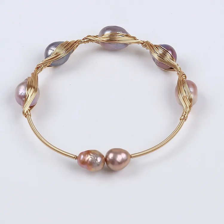 Braccialetti per donna in stile barocco Edison a forma di perla d'acqua dolce