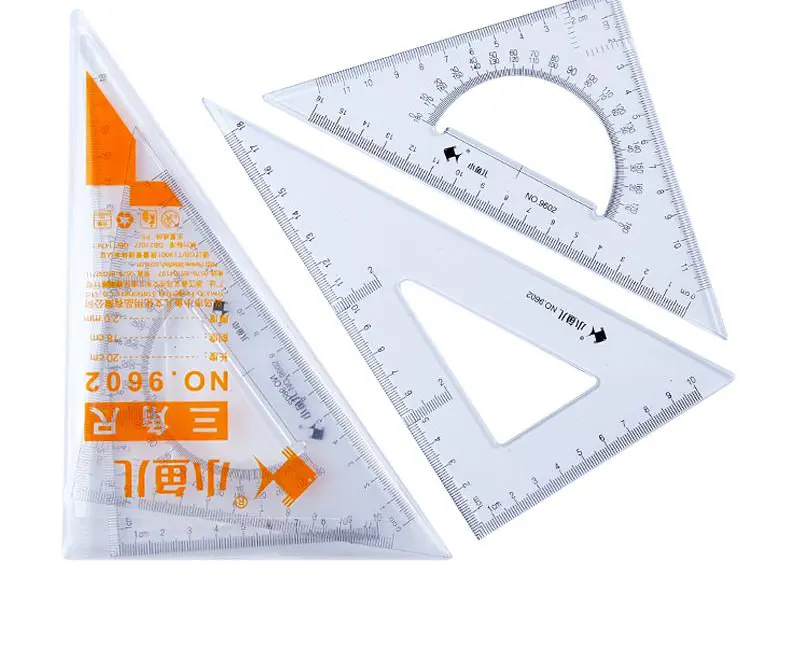 20cm plastic scale ruler 2pieces set square rulers high-transparent clear ruler sets for students school office stationary