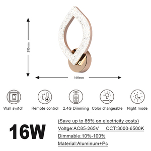 Oem/ODM Acrylic Dimmable ánh sáng LED phòng tắm hiện đại cạnh giường ngủ tường ánh sáng phân đoạn ổ đĩa LED Đèn tường - Product Image 2