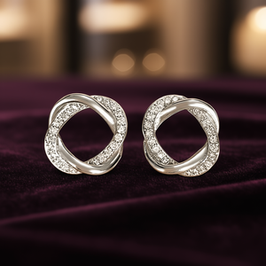 Orecchini a Perno Dorati E3331 con Cristalli Geometrici e Strass, Lussuosi per Uso Quotidiano, con Micro Incastonatura - Product Image 2