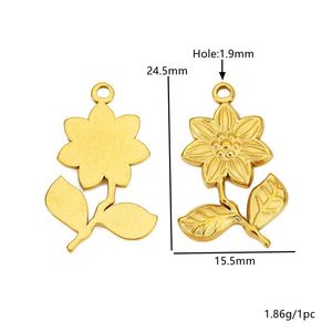 Colgante de flor de acero inoxidable, dijes de rosa y girasol, accesorio de joyería DIY para hacer collares y pendientes, colgantes de moda unisex - Product Image 2