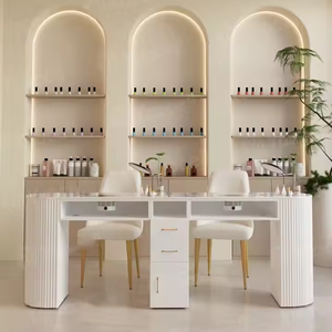 Mesa <span class=keywords><strong>de</strong></span> Manicura <span class=keywords><strong>de</strong></span> Madera Elegante y Lujosa con Aspiradora para Uso Profesional en <span class=keywords><strong>Salón</strong></span> - Product Image 3