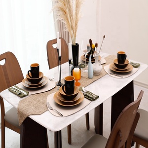 September Promotion Dark Brown Stone Patterned Kitchenware <b>Set</b> the Kitchenware <b>Set</b> Includes Tableware Ceramic and Coffee <b>Cups</b> - Product Image 3