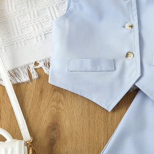 <span class=keywords><strong>Completo</strong></span> da ragazza estivo 4-7Y senza maniche Cardigan irregolare pantaloni Casual <span class=keywords><strong>completo</strong></span> da <span class=keywords><strong>bambina</strong></span> <span class=keywords><strong>elegante</strong></span> blu chiaro abbigliamento per ragazze - Product Image 6