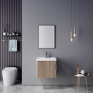 Meuble de salle de bain en contreplaqué rustique naturel abordable avec miroir et lavabo pour petits espaces – Vente chaude en gros - Product Image 1