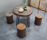 Wabi-sabi Vintage en bois massif Pier Table chaise combinaison petit appartement loisirs réception balcon salon meubles