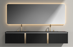 Espejo montado en la pared impermeable con efecto de ondulación de tocador de baño colgado en la pared de diseño moderno personalizado VAMA para hotel de apartamento - Product Image 2