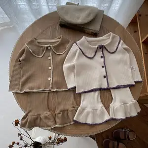 Primavera y otoño bebés Split Set bebé cárdigan pantalones acampanados 2 piezas moda bebé niña ropa